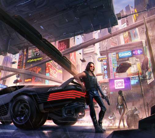 Cyberpunk 2077 fan art Handy Horizontal Hintergrundbild