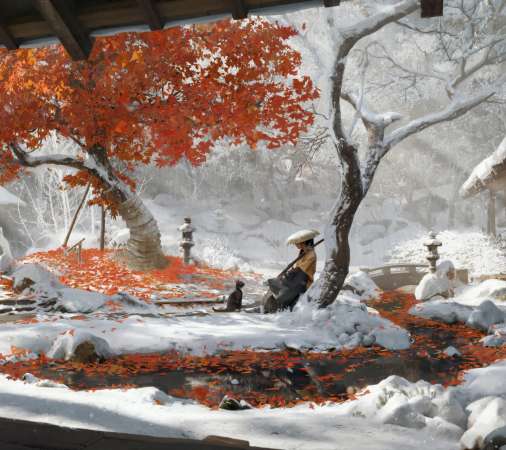 Ghost of Yotei Handy Horizontal Hintergrundbild